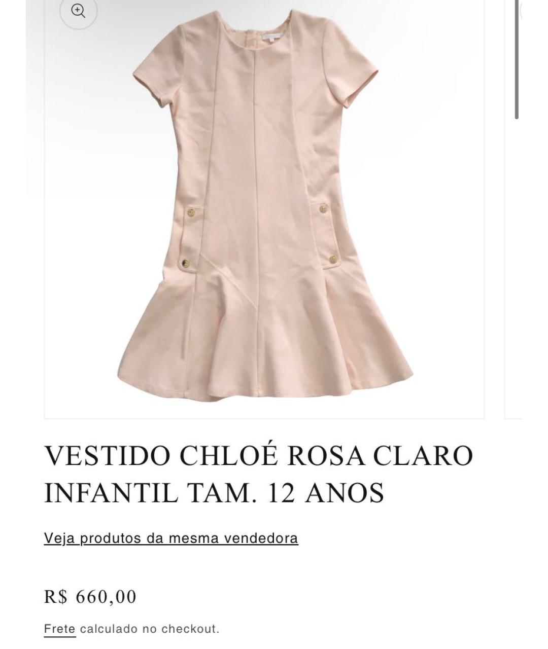CHLOE Розовое хлопковое повседневное платье, фото 2
