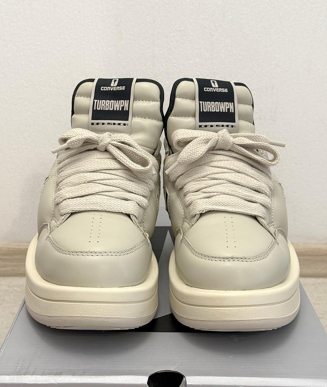 RICK OWENS DRKSHDW Бежевые кожаные кеды, фото 3