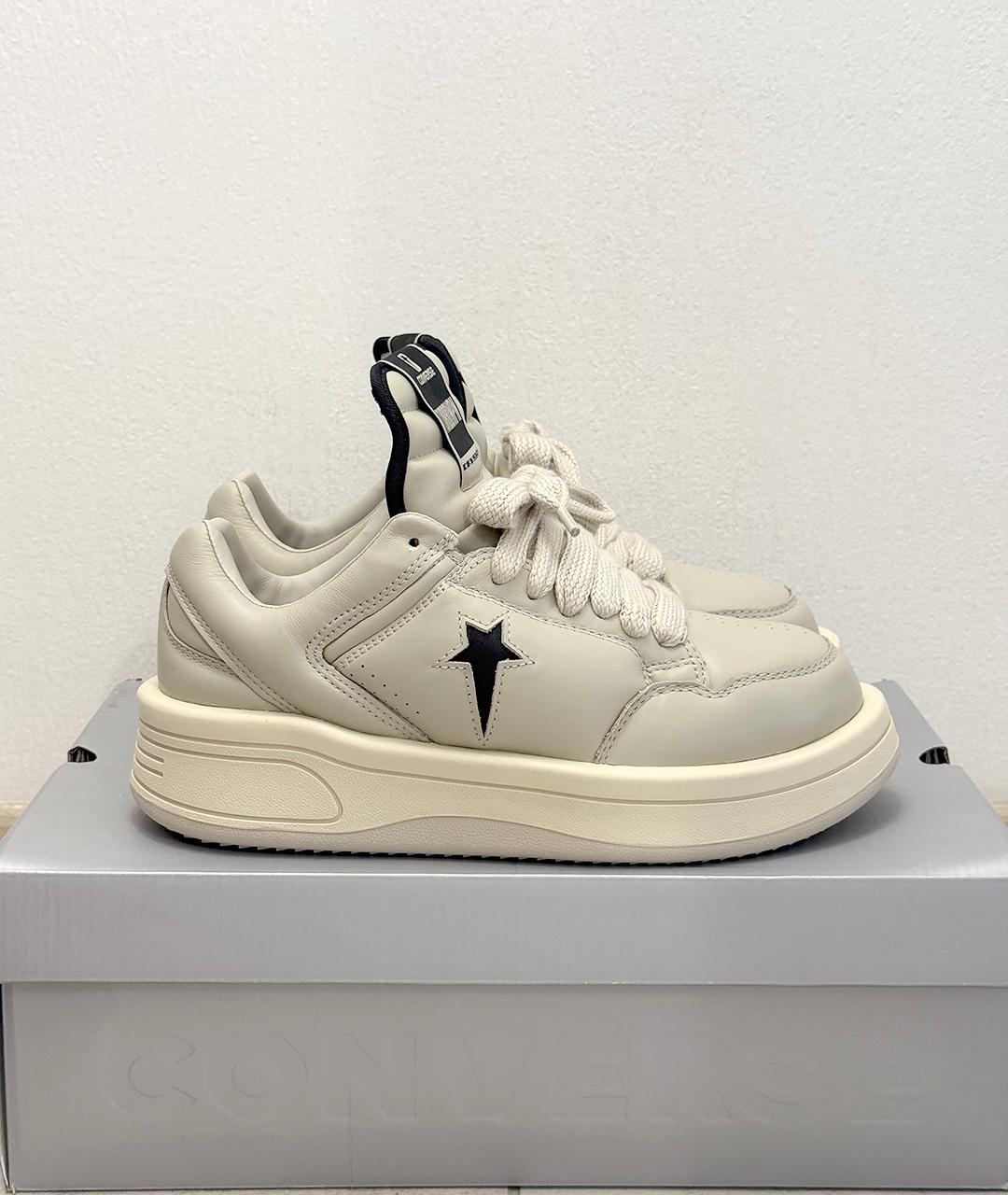 RICK OWENS DRKSHDW Бежевые кожаные кеды, фото 4