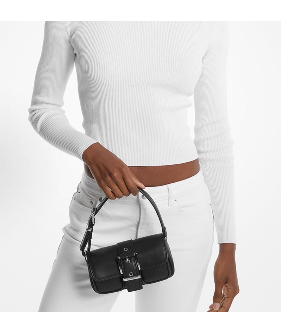 MICHAEL KORS Черная кожаная сумка с короткими ручками, фото 4