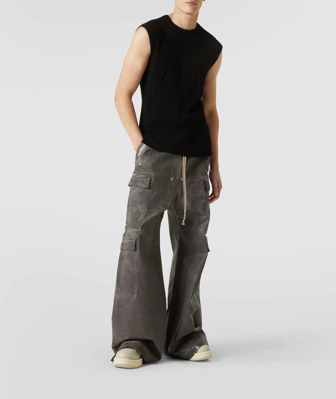 RICK OWENS DRKSHDW Бежевые кожаные низкие кроссовки / кеды, фото 9