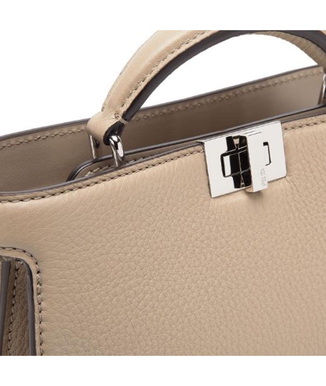 FENDI Бежевая кожаная сумка через плечо, фото 3