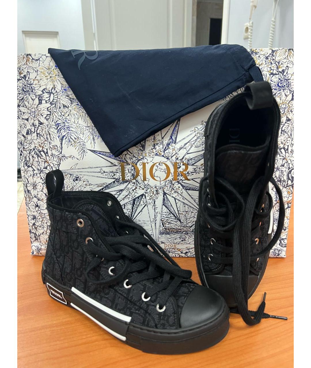 CHRISTIAN DIOR Черные текстильные кеды, фото 3