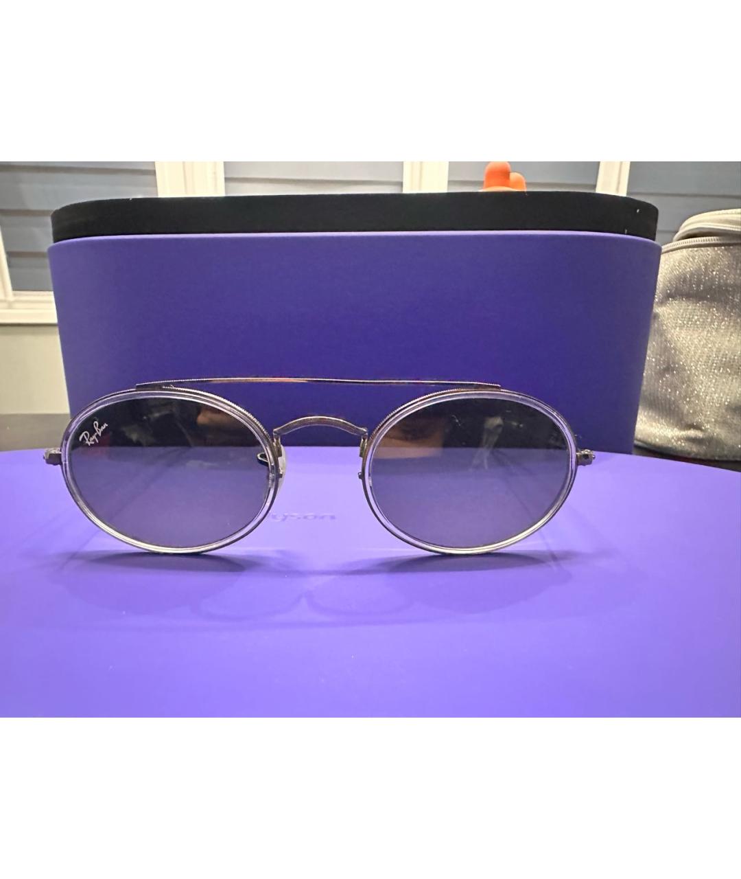 RAY BAN Серебряные металлические солнцезащитные очки, фото 5