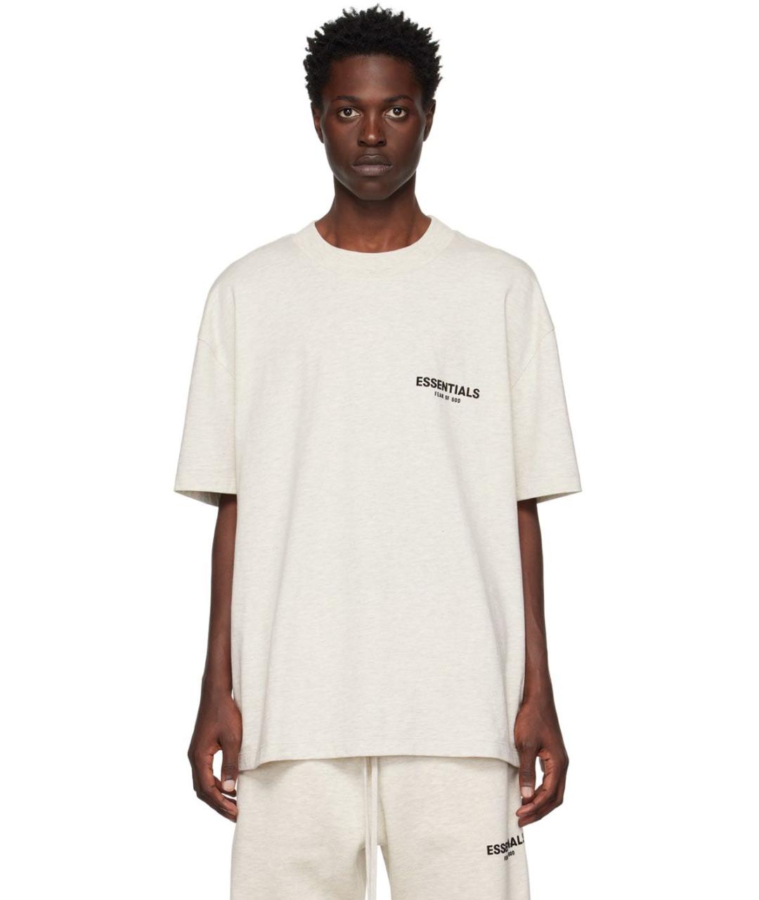 FEAR OF GOD ESSENTIALS Бежевая хлопковая футболка, фото 3