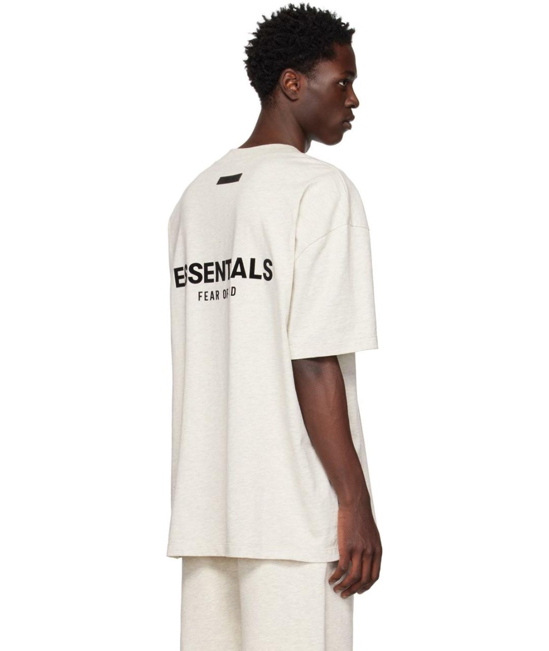 FEAR OF GOD ESSENTIALS Бежевая хлопковая футболка, фото 4