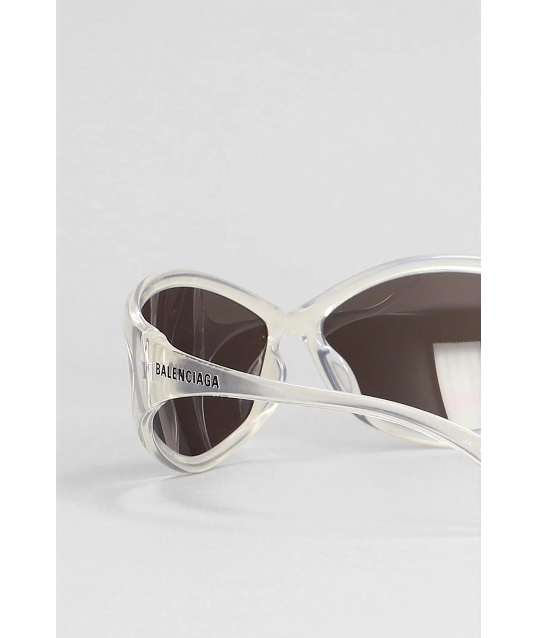 BALENCIAGA Серебряные пластиковые солнцезащитные очки, фото 3