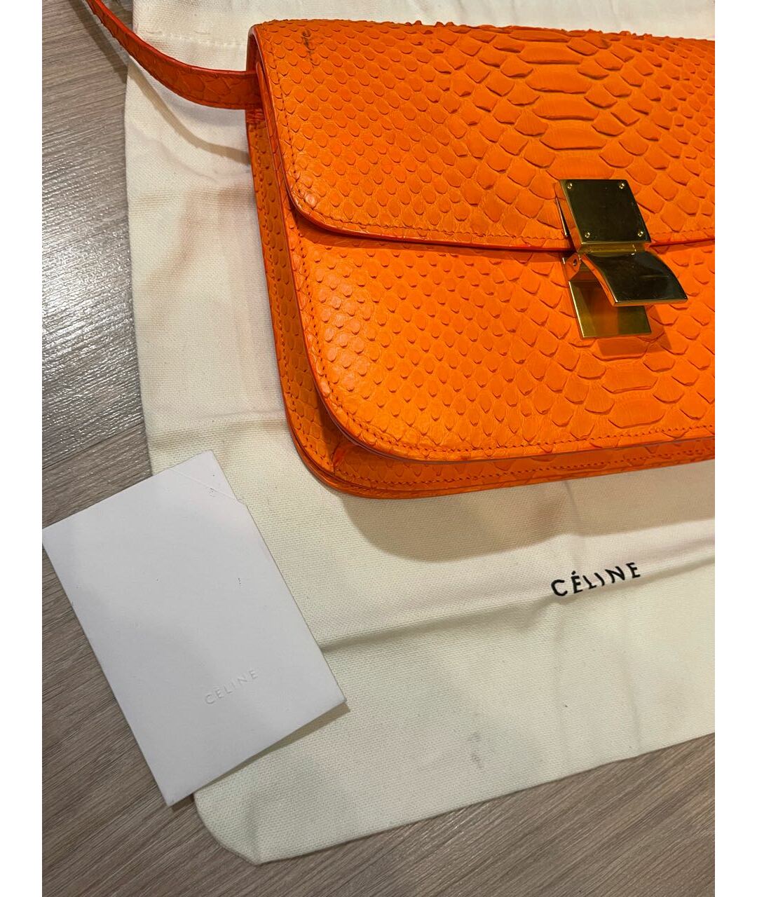 CELINE PRE-OWNED Оранжевая сумка тоут из экзотической кожи, фото 8