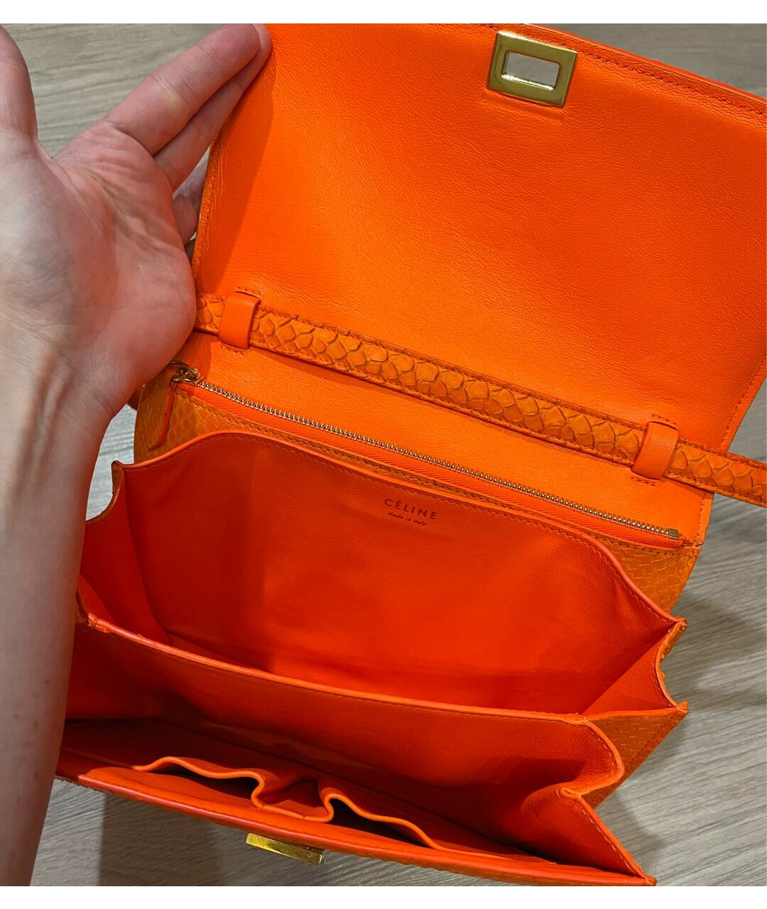 CELINE Оранжевая сумка тоут из экзотической кожи, фото 6