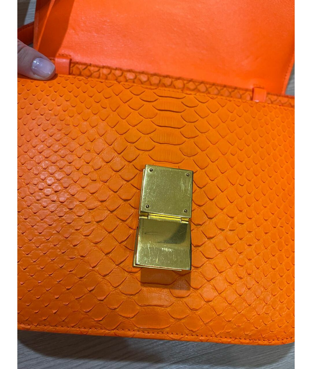 CELINE Оранжевая сумка тоут из экзотической кожи, фото 5