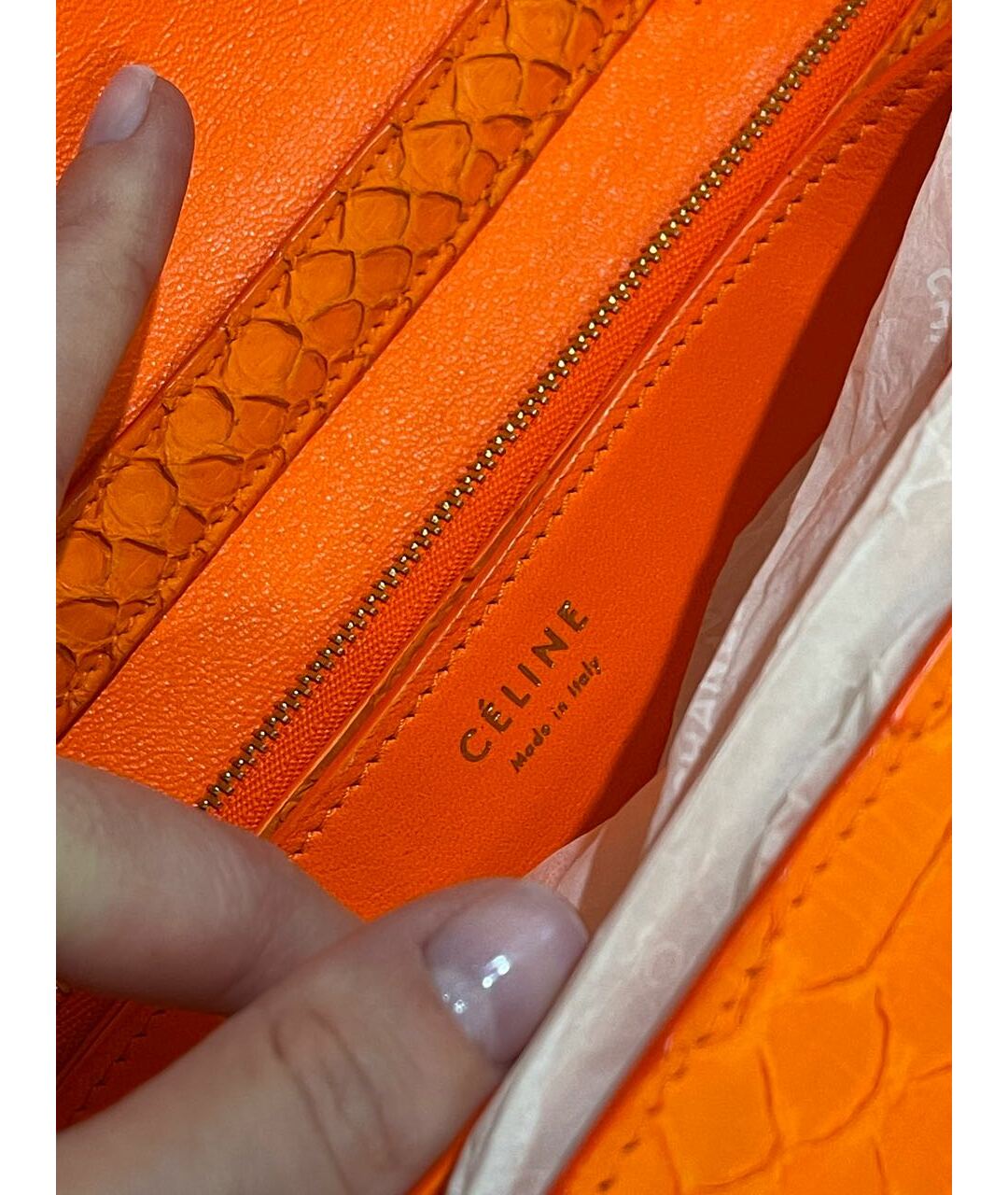 CELINE PRE-OWNED Оранжевая сумка тоут из экзотической кожи, фото 4