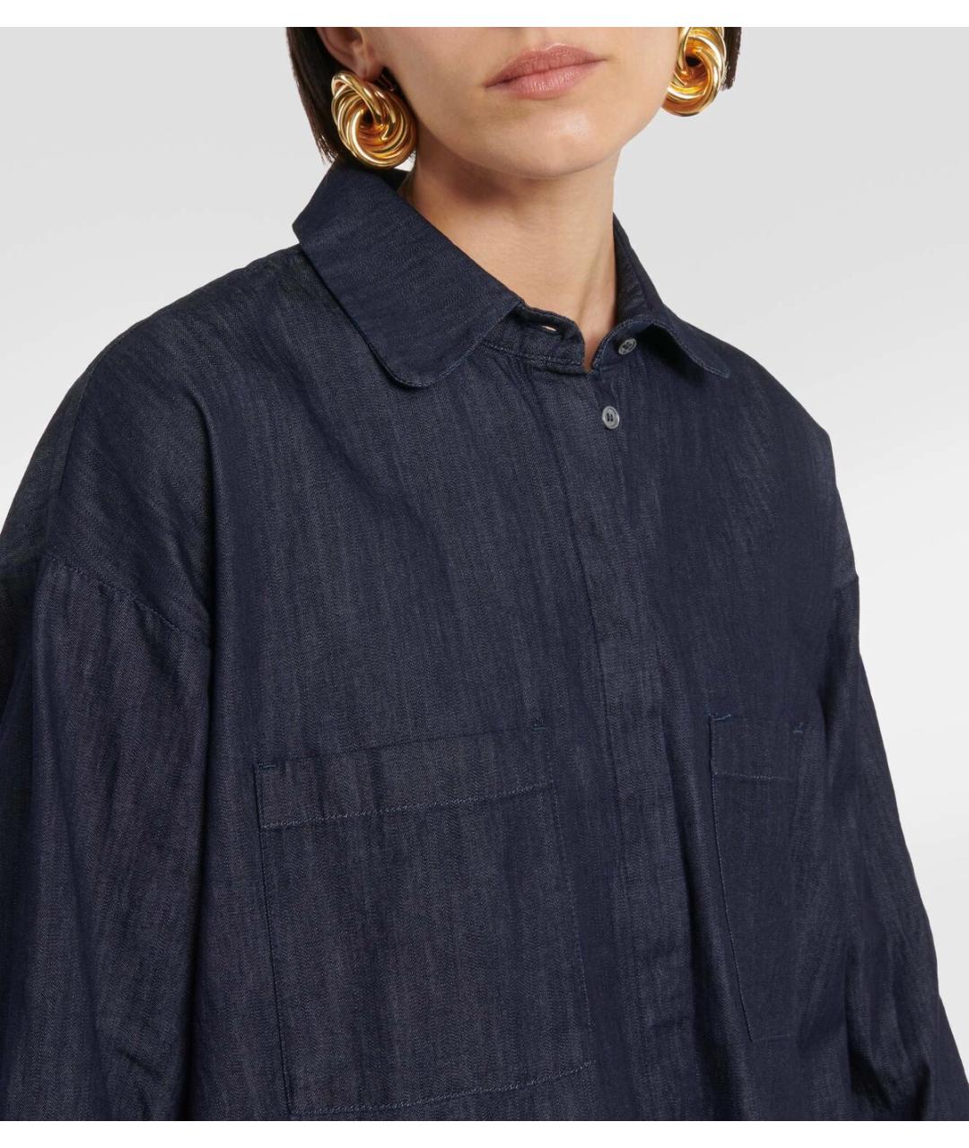 'S MAX MARA Синяя хлопковая рубашка, фото 4