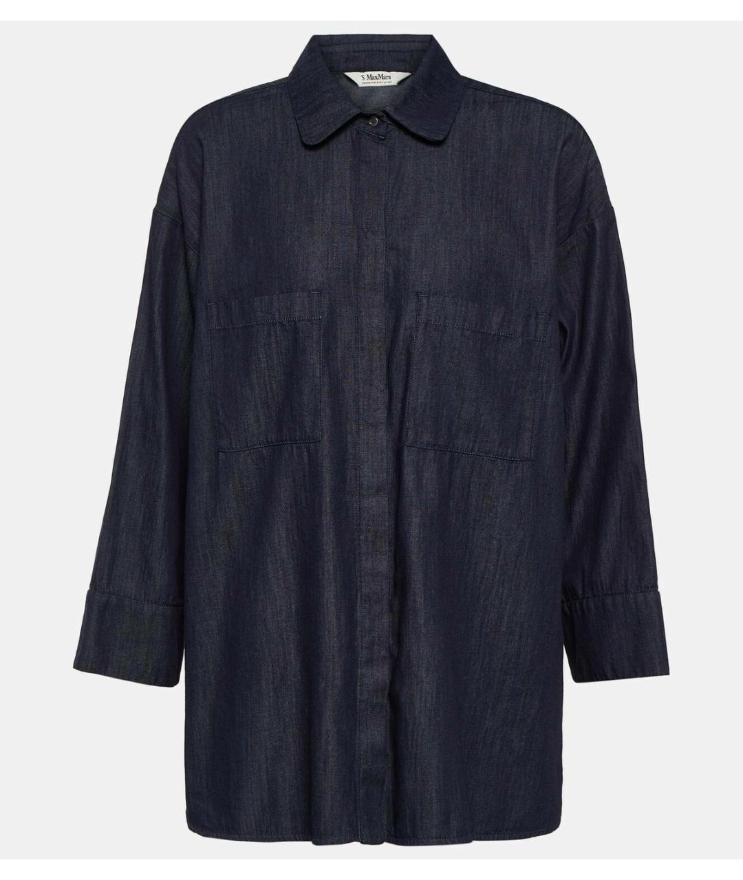 'S MAX MARA Синяя хлопковая рубашка, фото 8