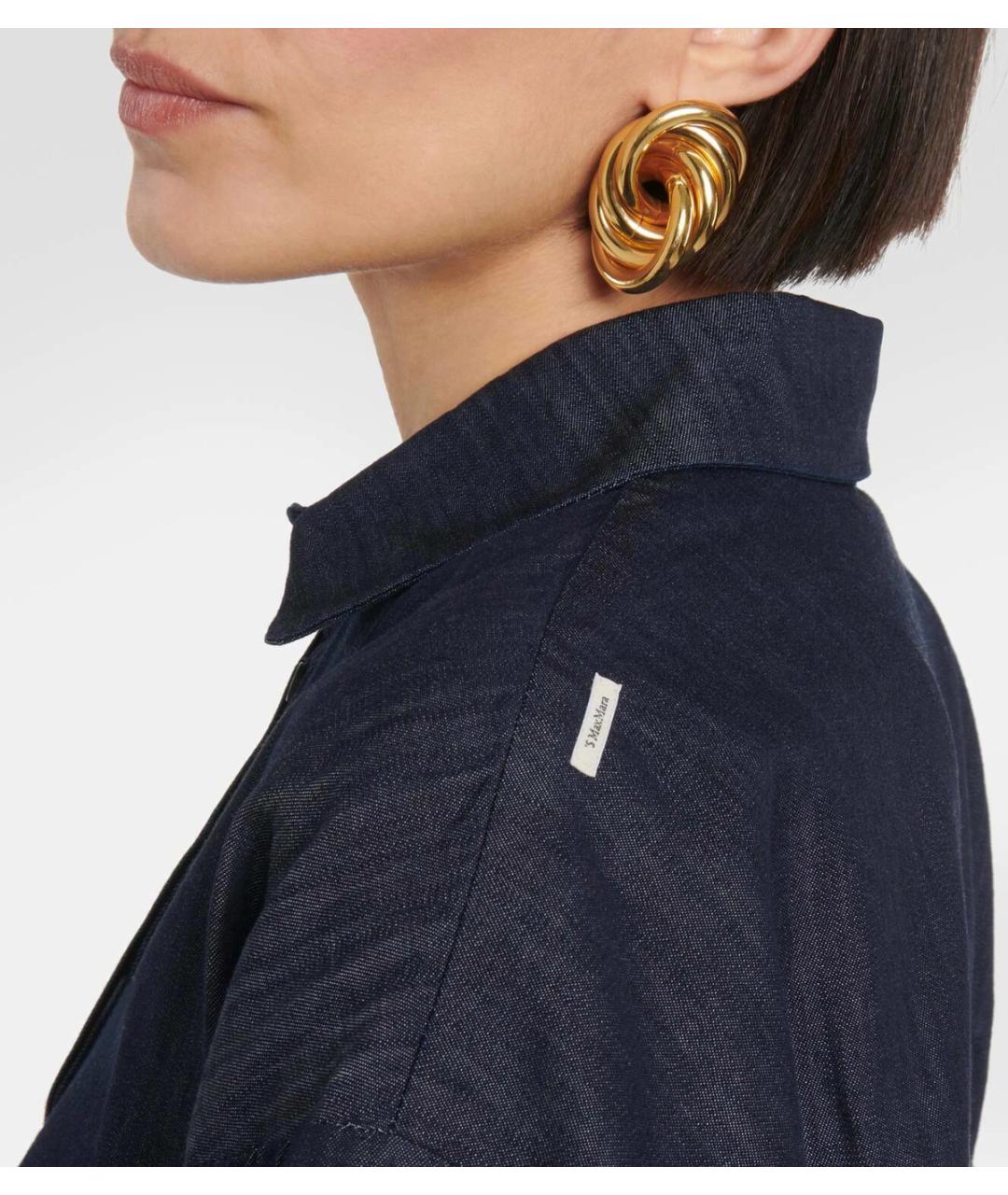 'S MAX MARA Синяя хлопковая рубашка, фото 5