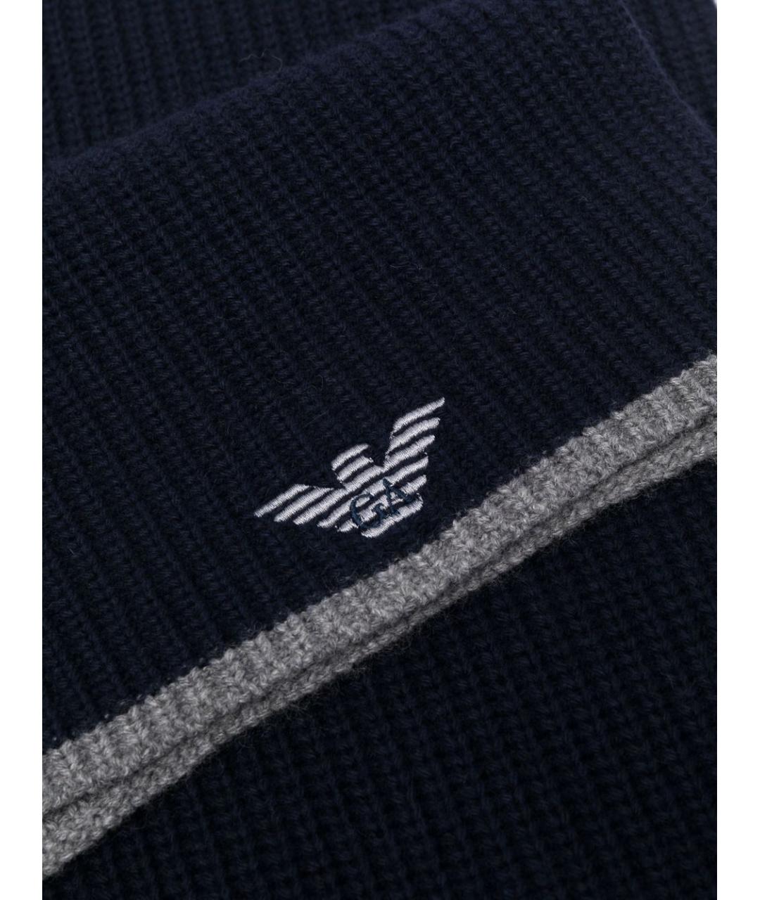 EMPORIO ARMANI Синий шерстяной шарф, фото 3