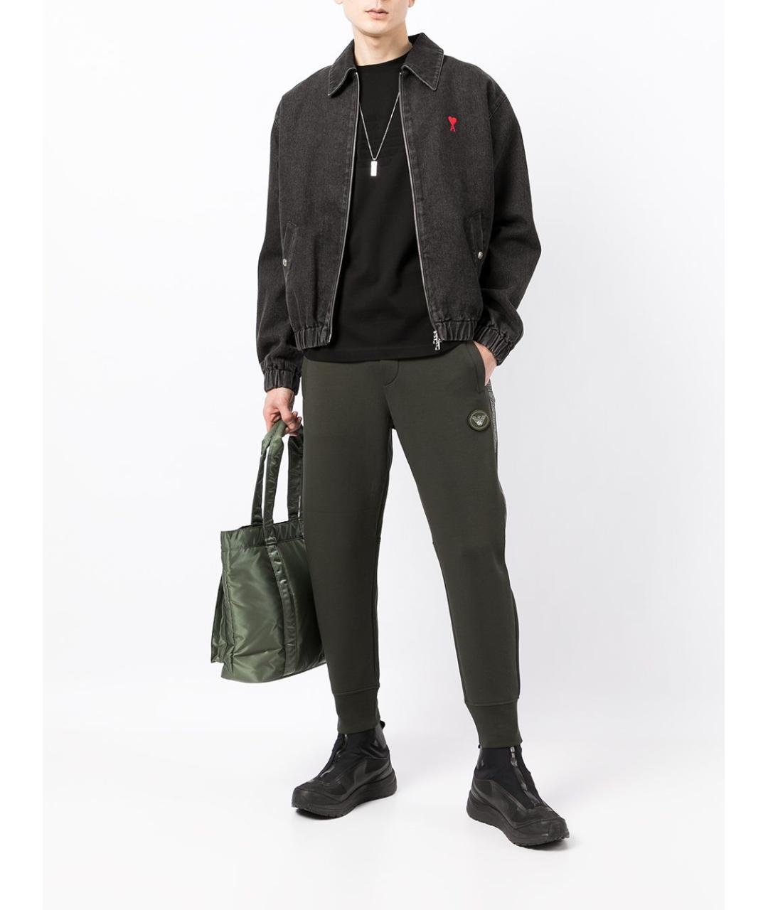 EMPORIO ARMANI Черная хлопковая футболка, фото 2