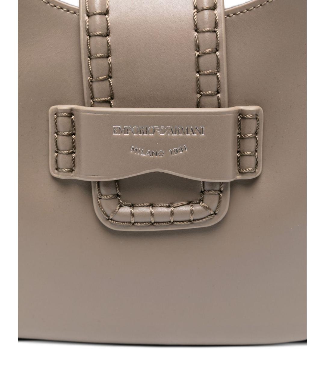 EMPORIO ARMANI Бежевая кожаная сумка через плечо, фото 4