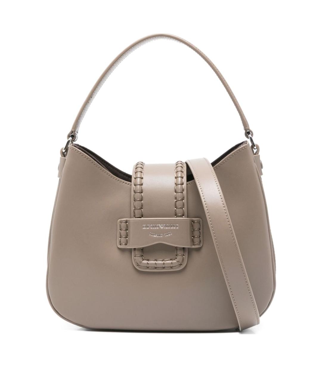 EMPORIO ARMANI Бежевая кожаная сумка через плечо, фото 1