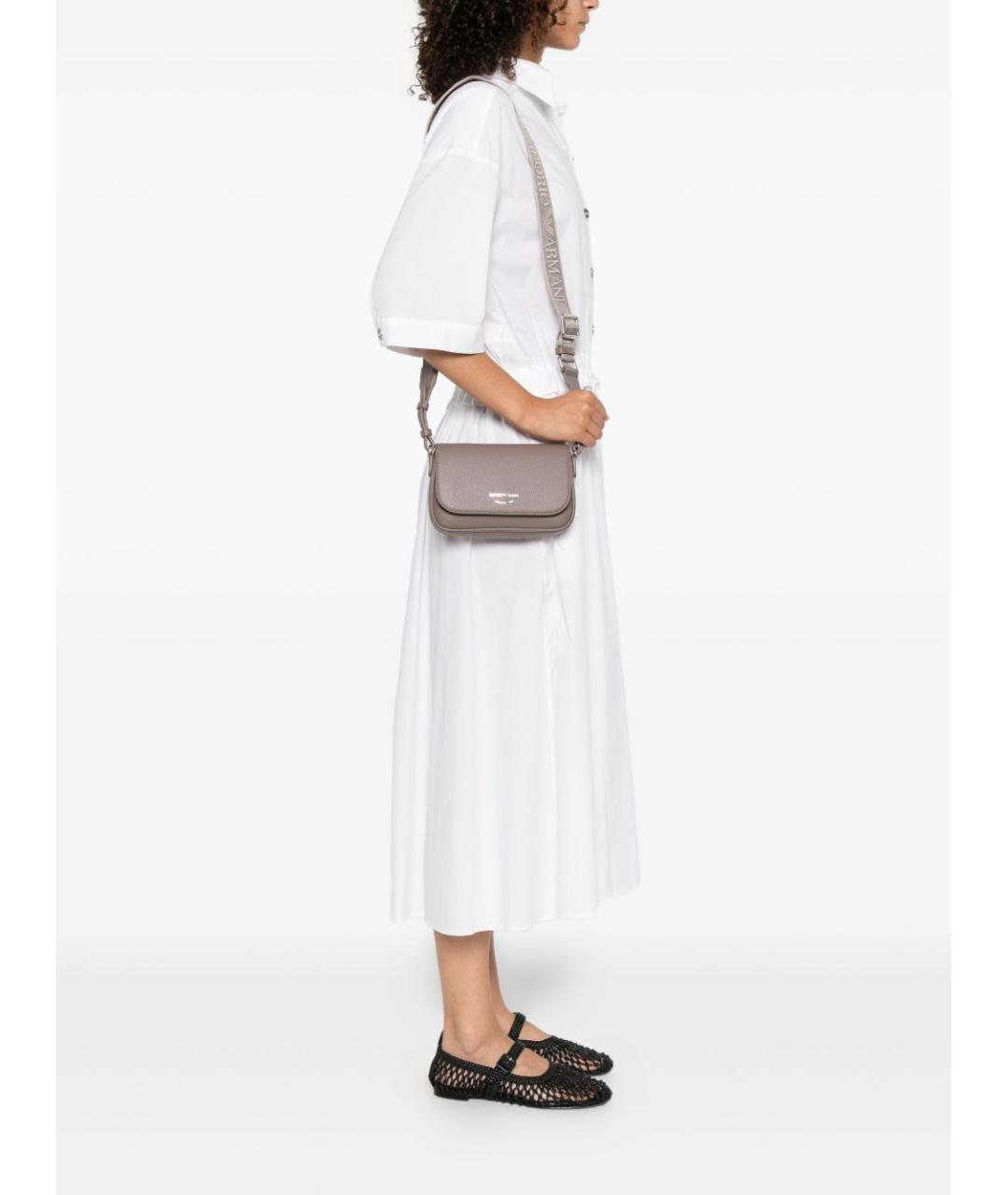 EMPORIO ARMANI Бежевая сумка через плечо из искусственной кожи, фото 5