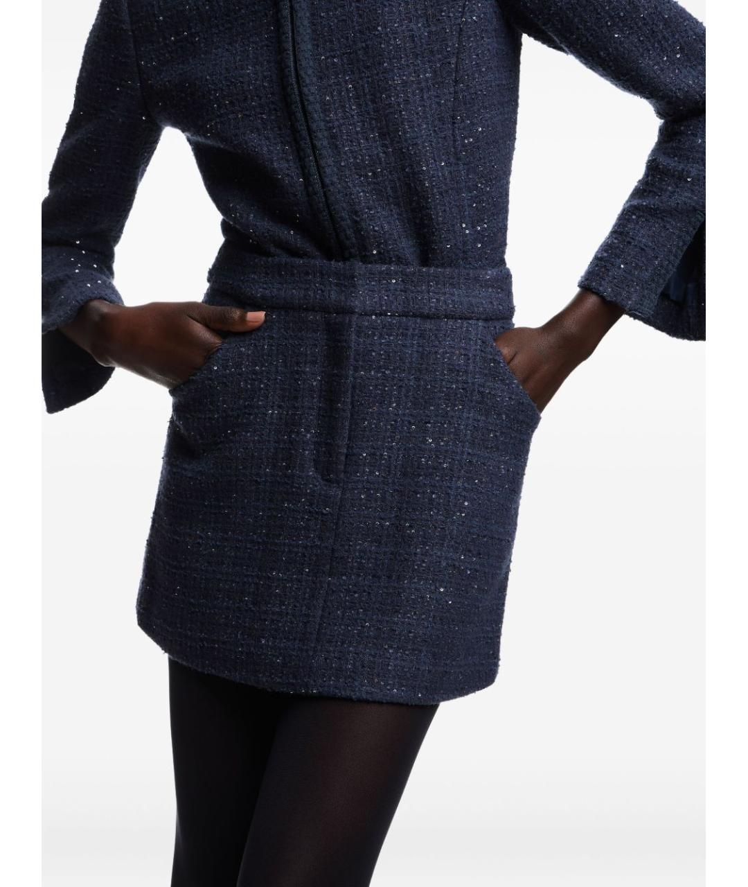 EMPORIO ARMANI Темно-синяя юбка мини, фото 4