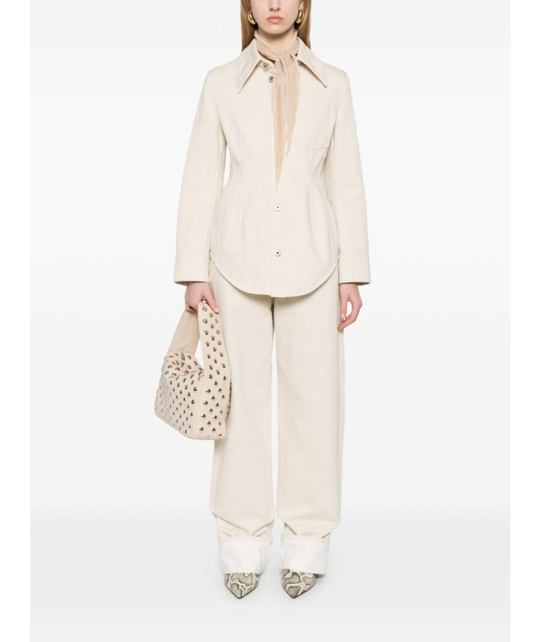 BOTTEGA VENETA Белые хлопковые прямые джинсы, фото 4