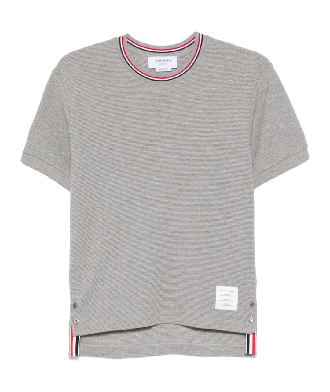 THOM BROWNE Серая хлопковая футболка, фото 1