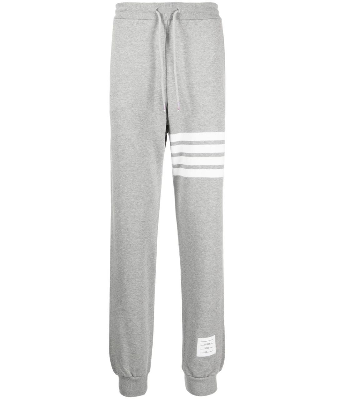 THOM BROWNE Серые хлопковые повседневные брюки, фото 1