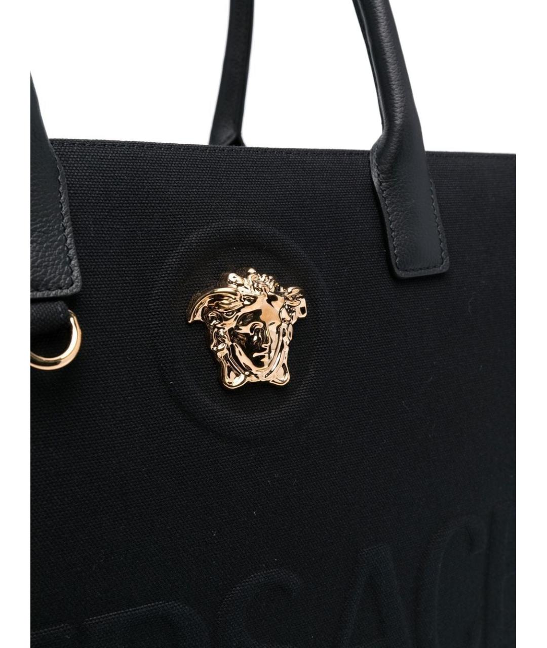 VERSACE Черная тканевая сумка тоут, фото 6