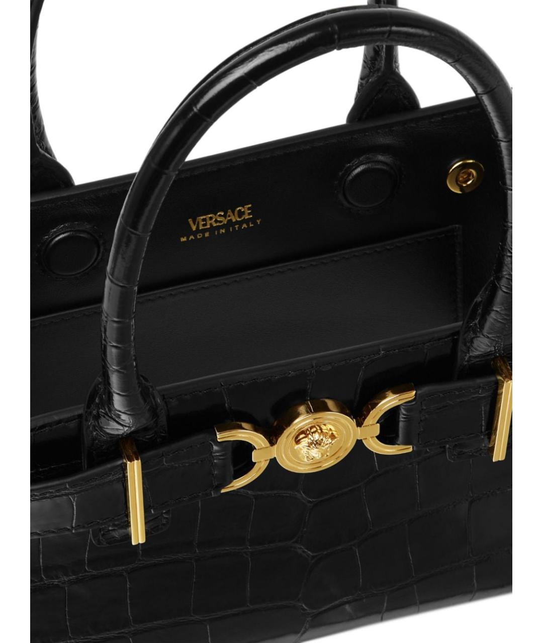 VERSACE Черная кожаная сумка тоут, фото 3