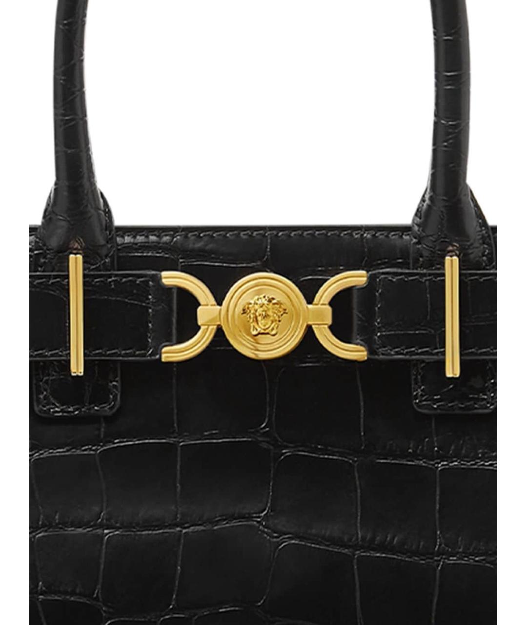 VERSACE Черная кожаная сумка тоут, фото 4