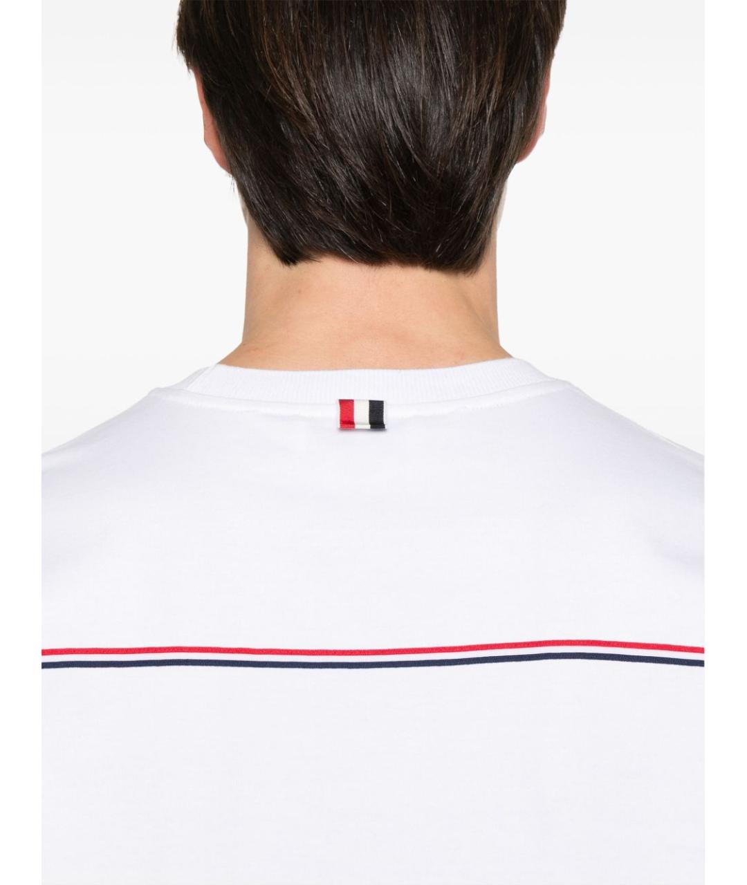 THOM BROWNE Белая хлопковая футболка, фото 2
