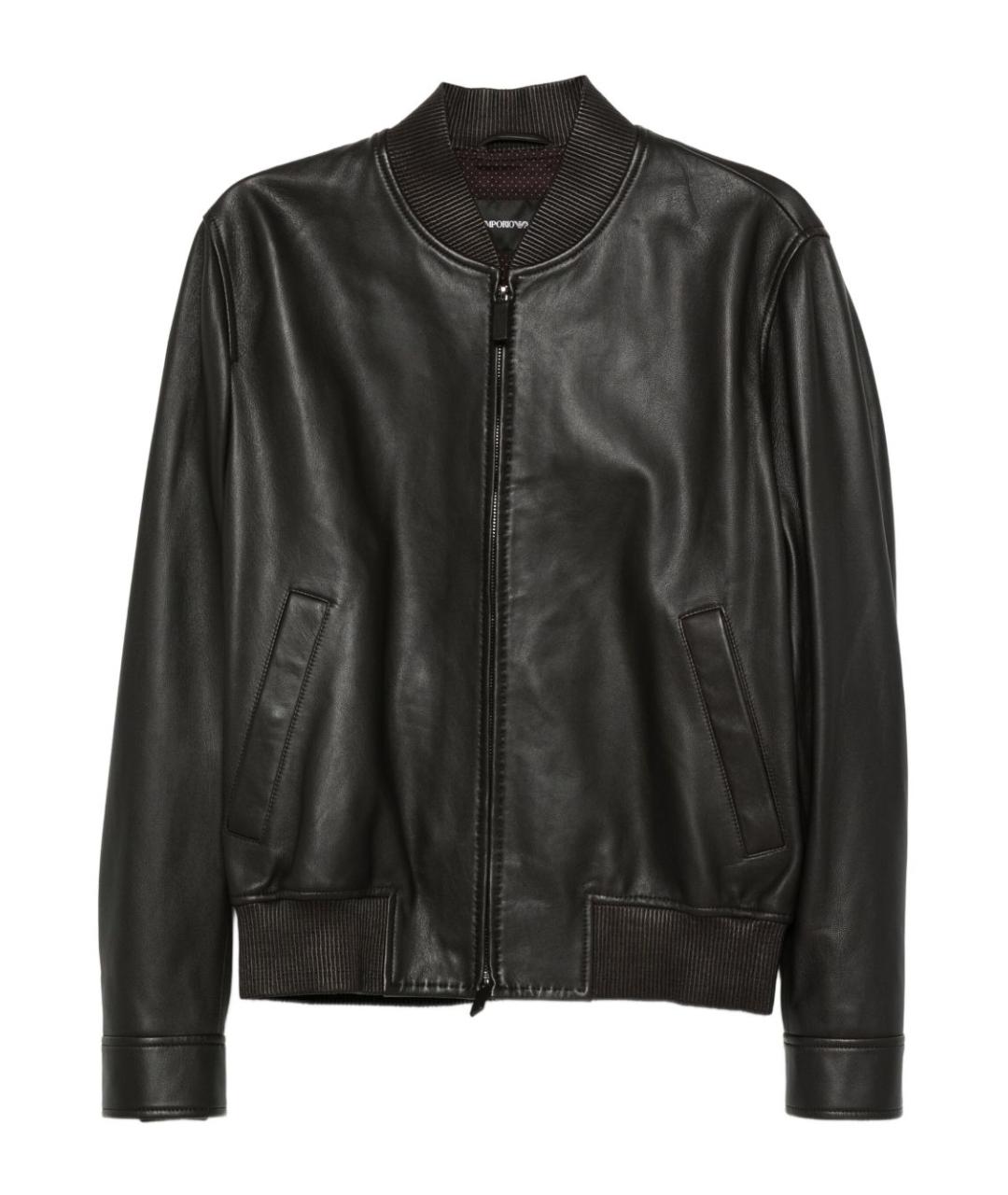 EMPORIO ARMANI Коричневая кожаная куртка, фото 1