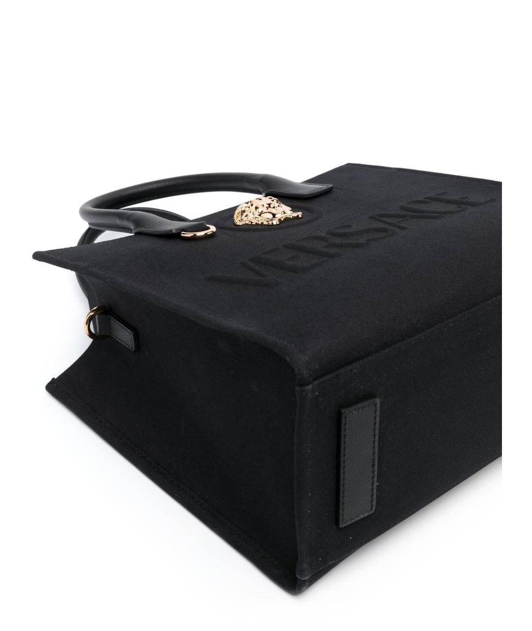 VERSACE Черная кожаная сумка тоут, фото 4
