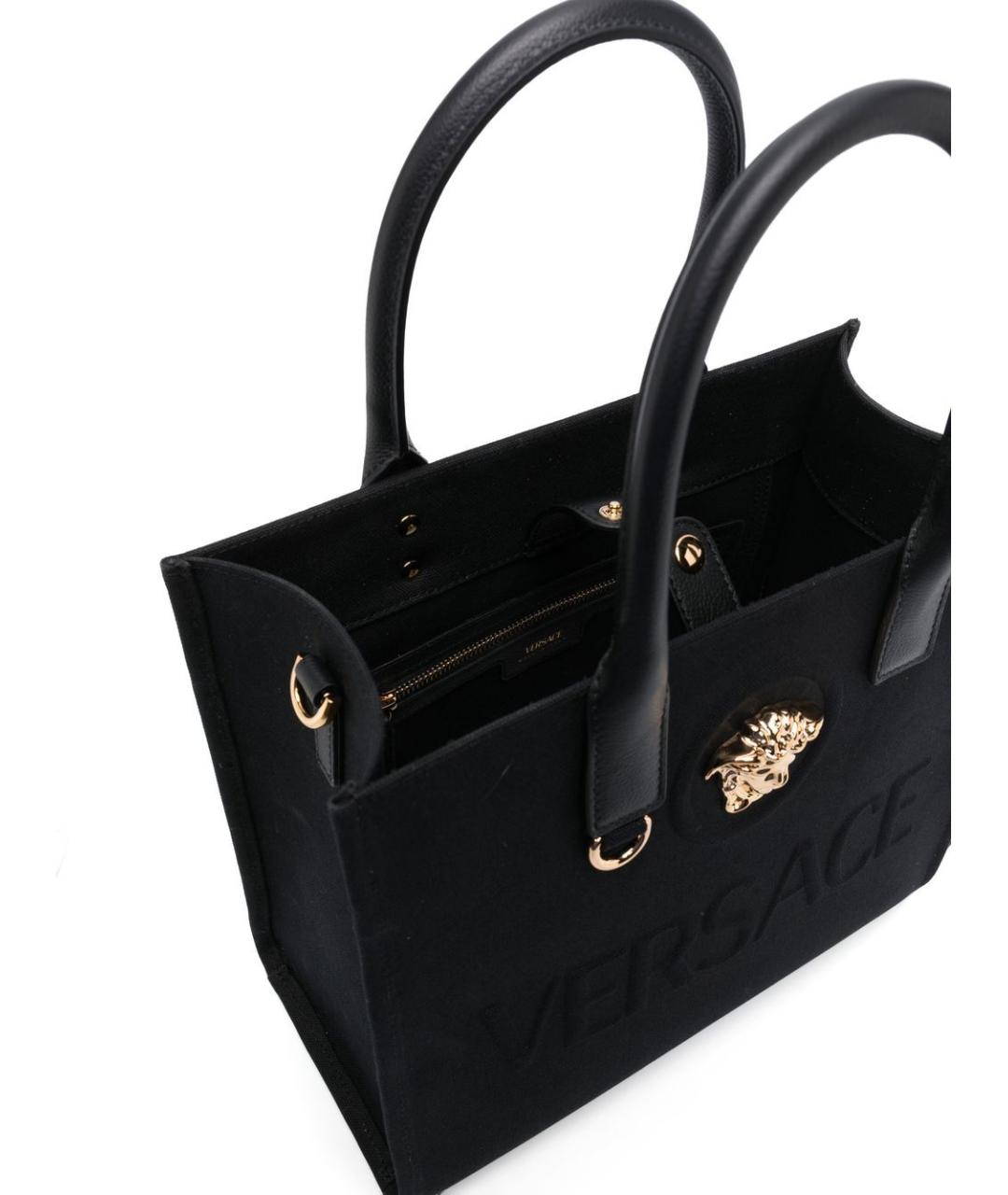 VERSACE Черная кожаная сумка тоут, фото 5