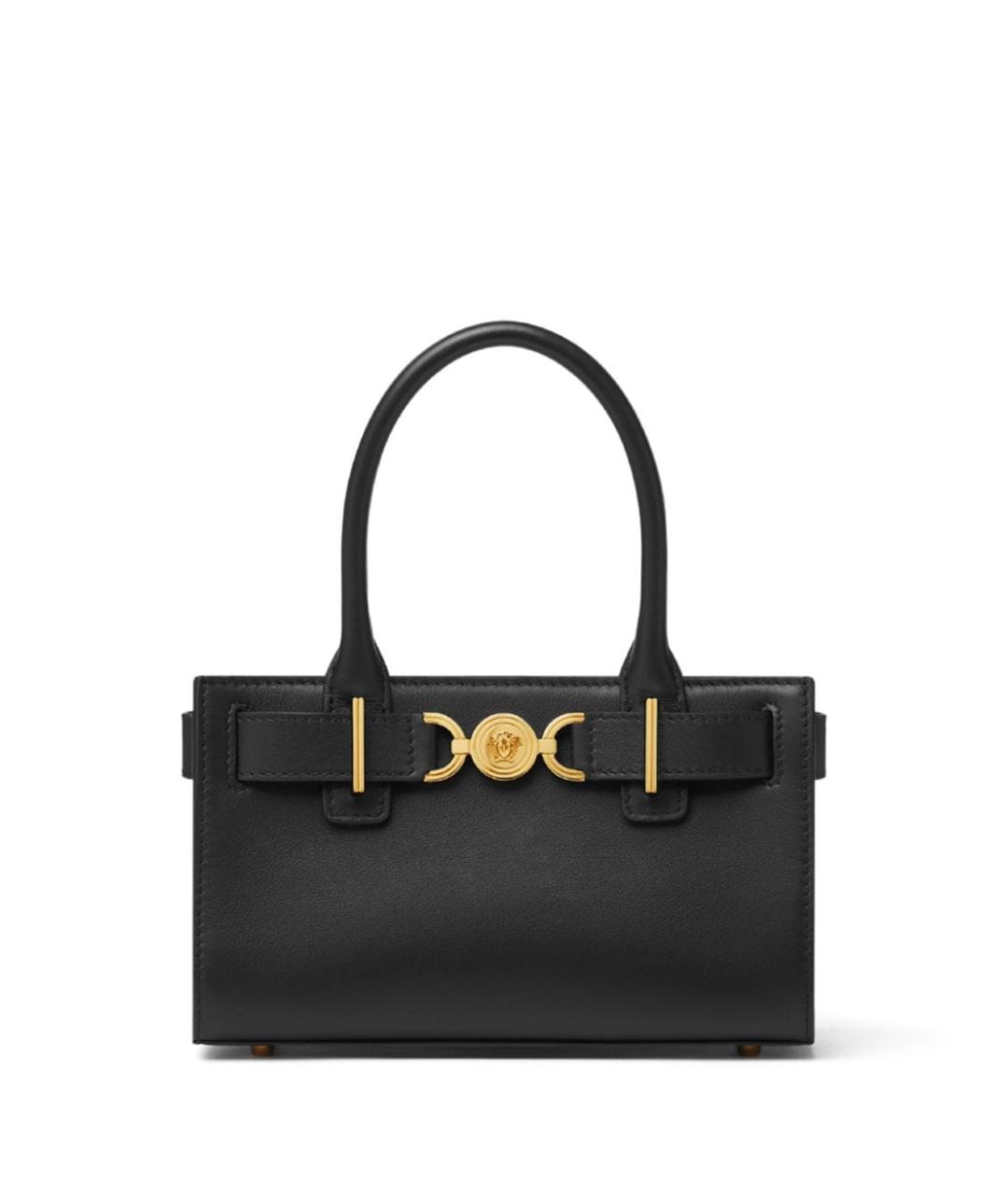 VERSACE Черная кожаная сумка тоут, фото 1