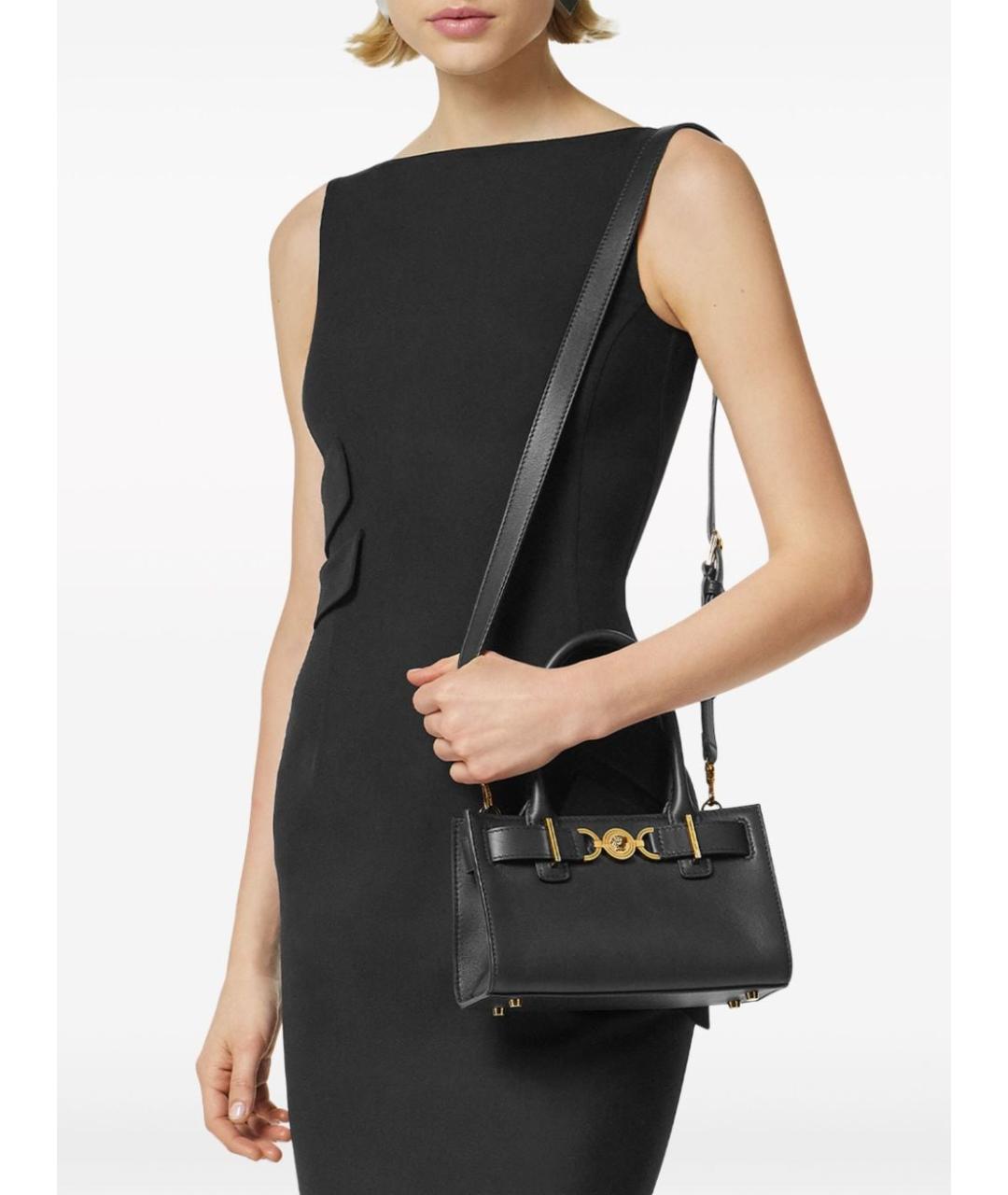 VERSACE Черная кожаная сумка тоут, фото 3