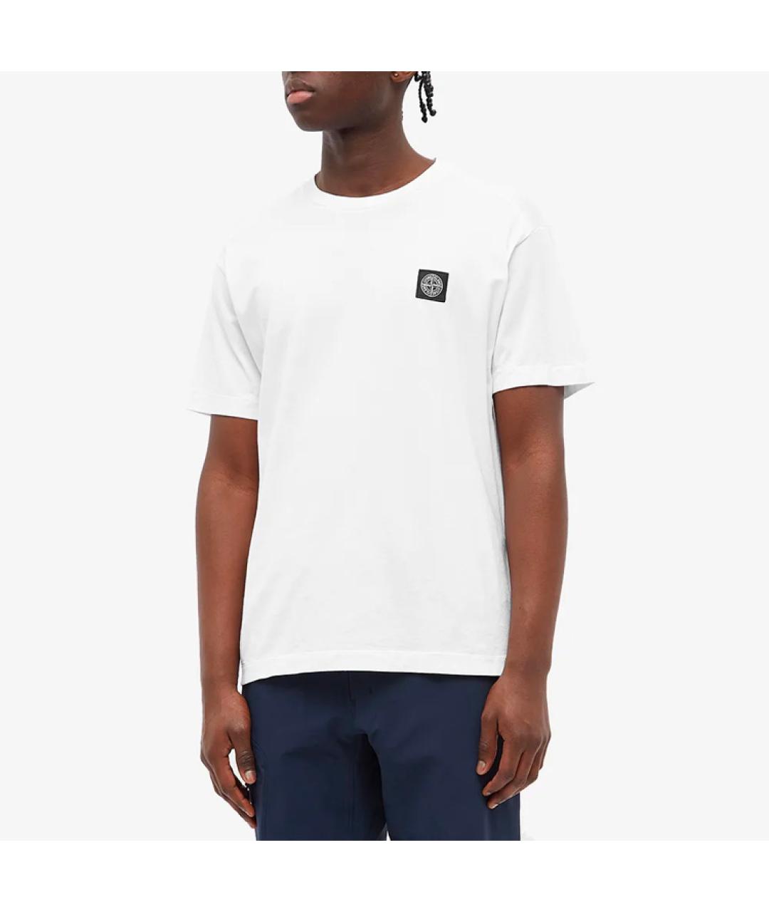 STONE ISLAND Белая хлопковая футболка, фото 3