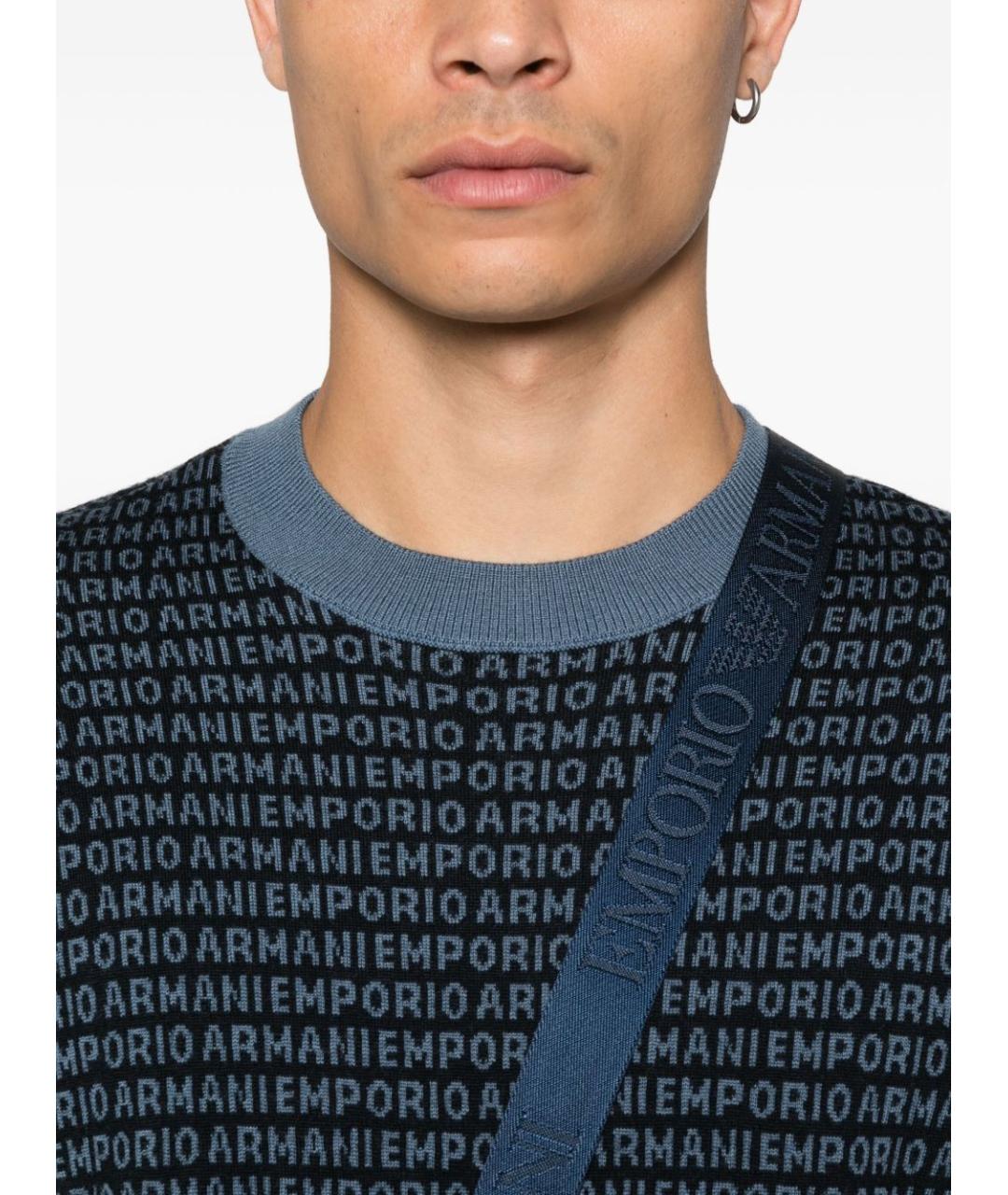 EMPORIO ARMANI Темно-синий шерстяной джемпер / свитер, фото 4