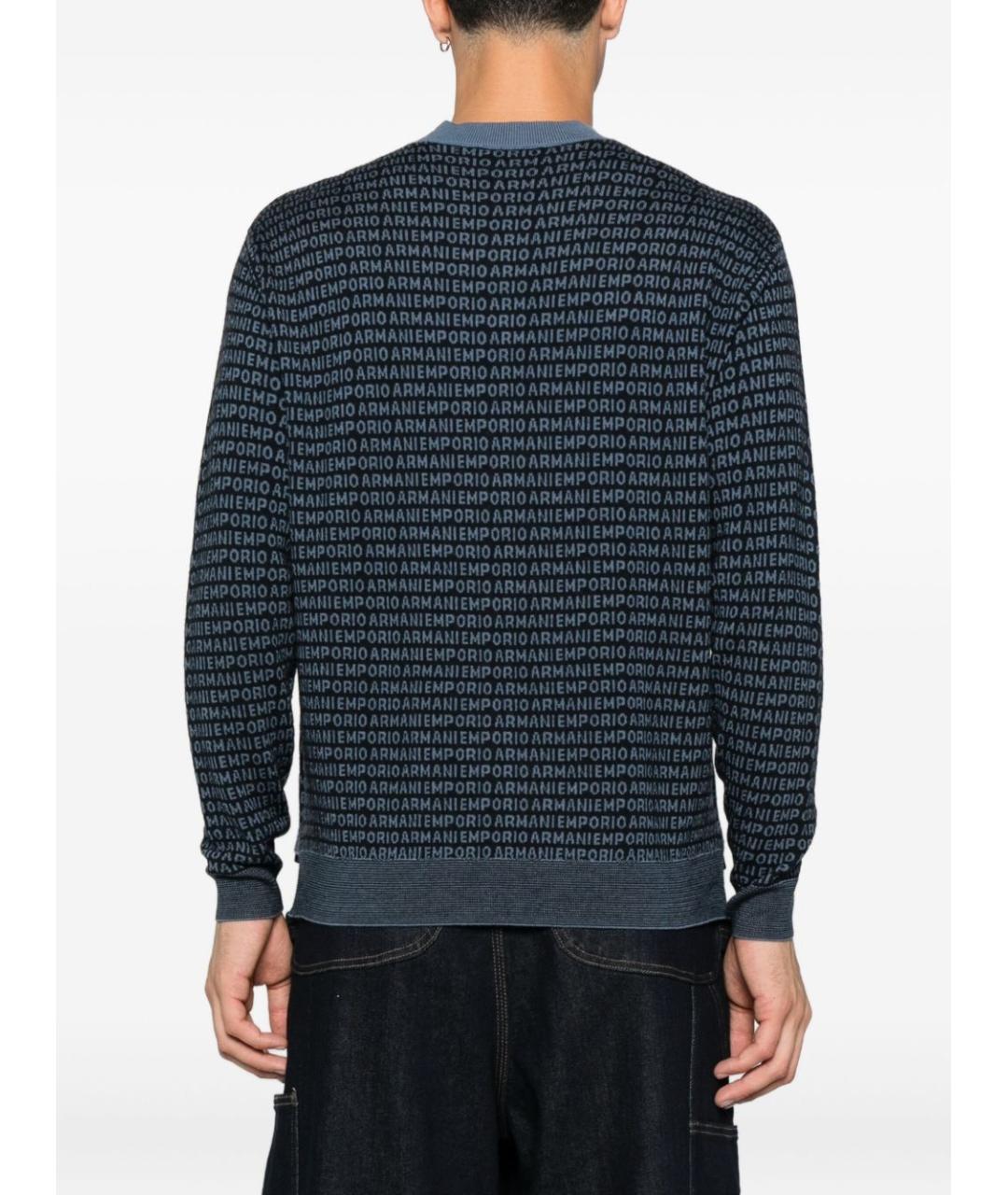 EMPORIO ARMANI Темно-синий шерстяной джемпер / свитер, фото 3