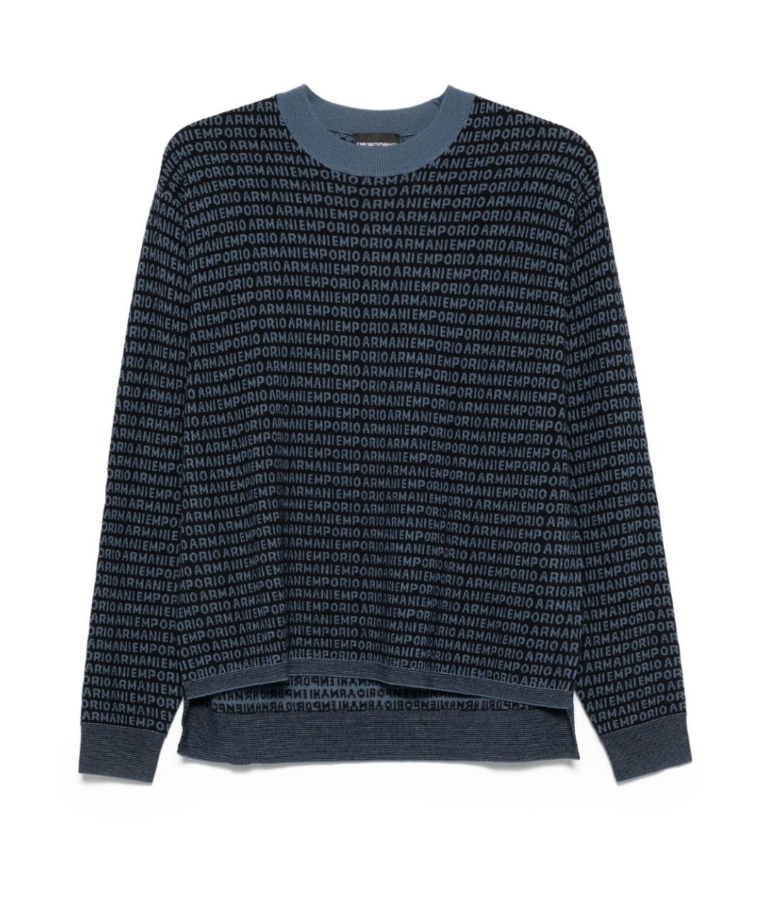 EMPORIO ARMANI Темно-синий шерстяной джемпер / свитер, фото 1