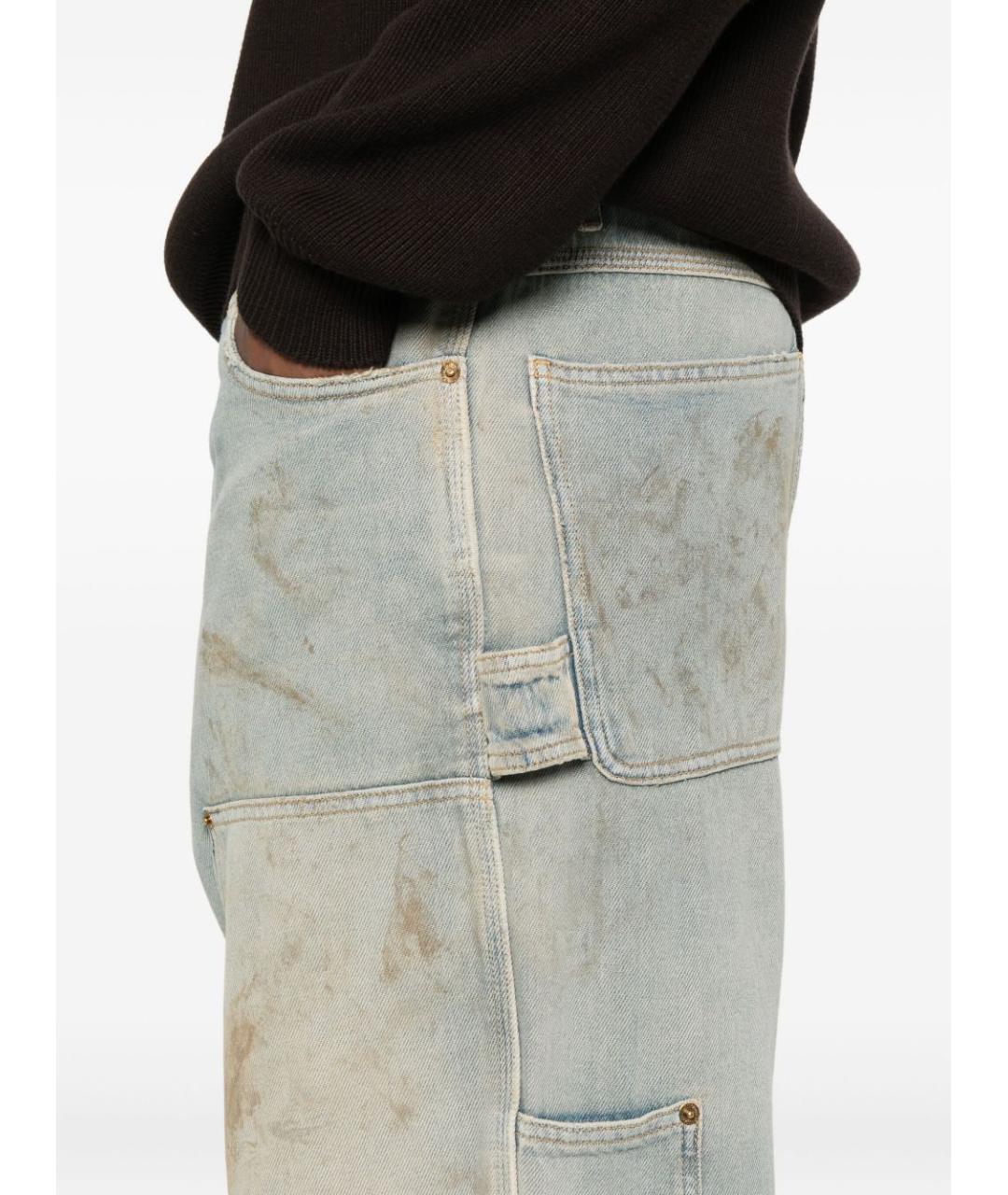GOLDEN GOOSE DELUXE BRAND Голубые хлопковые прямые джинсы, фото 5