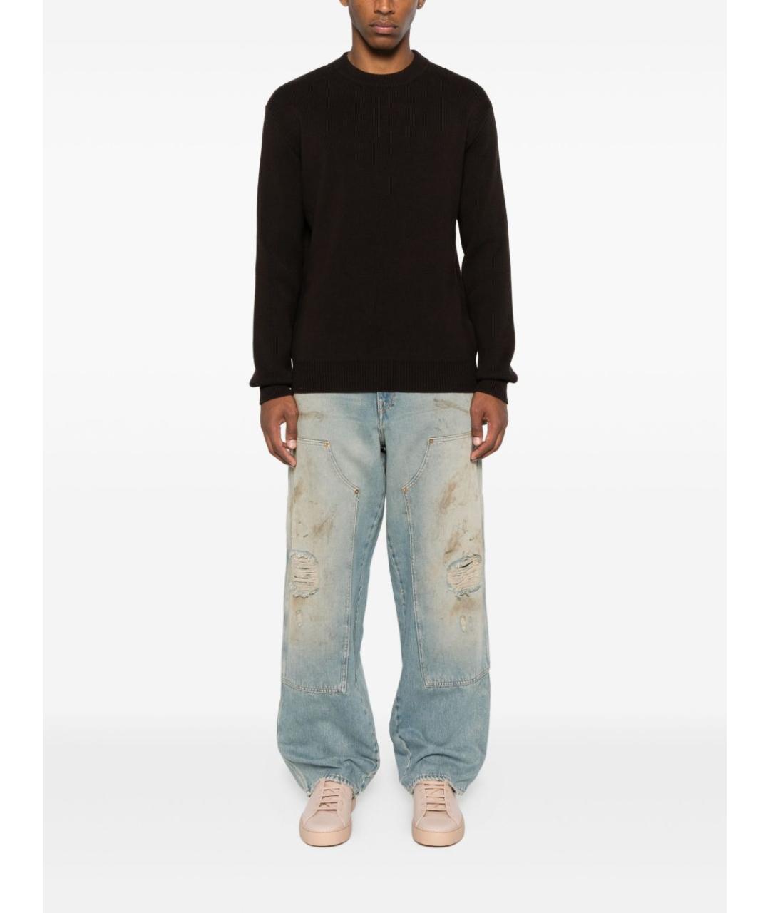 GOLDEN GOOSE DELUXE BRAND Голубые хлопковые прямые джинсы, фото 2