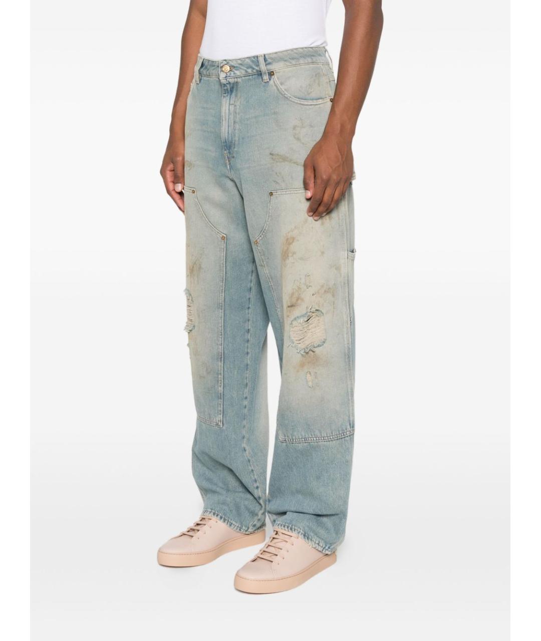 GOLDEN GOOSE DELUXE BRAND Голубые хлопковые прямые джинсы, фото 4