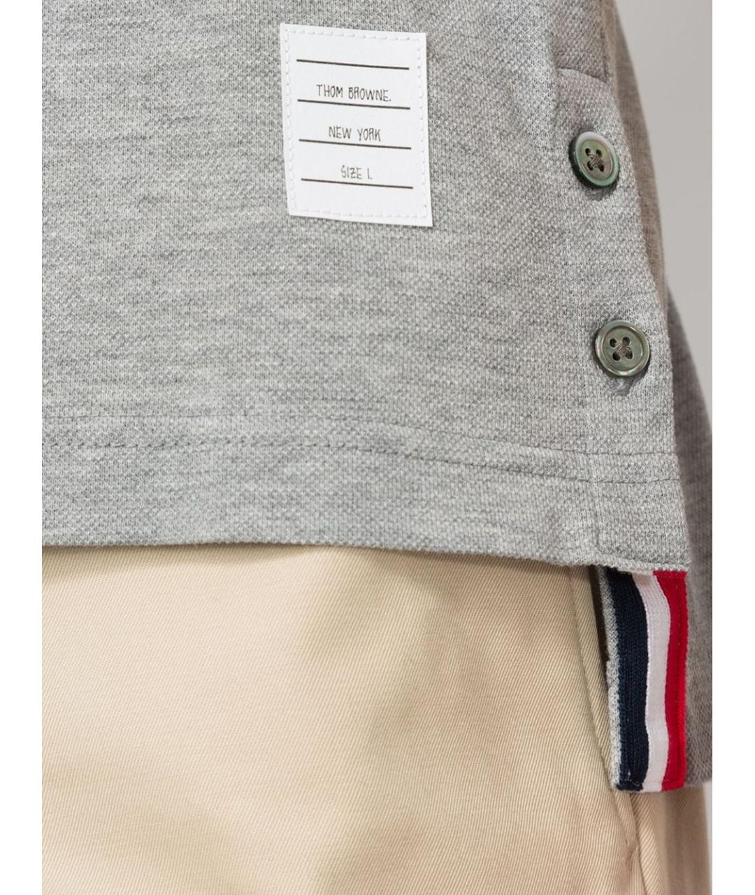 THOM BROWNE Серая хлопковая футболка, фото 2