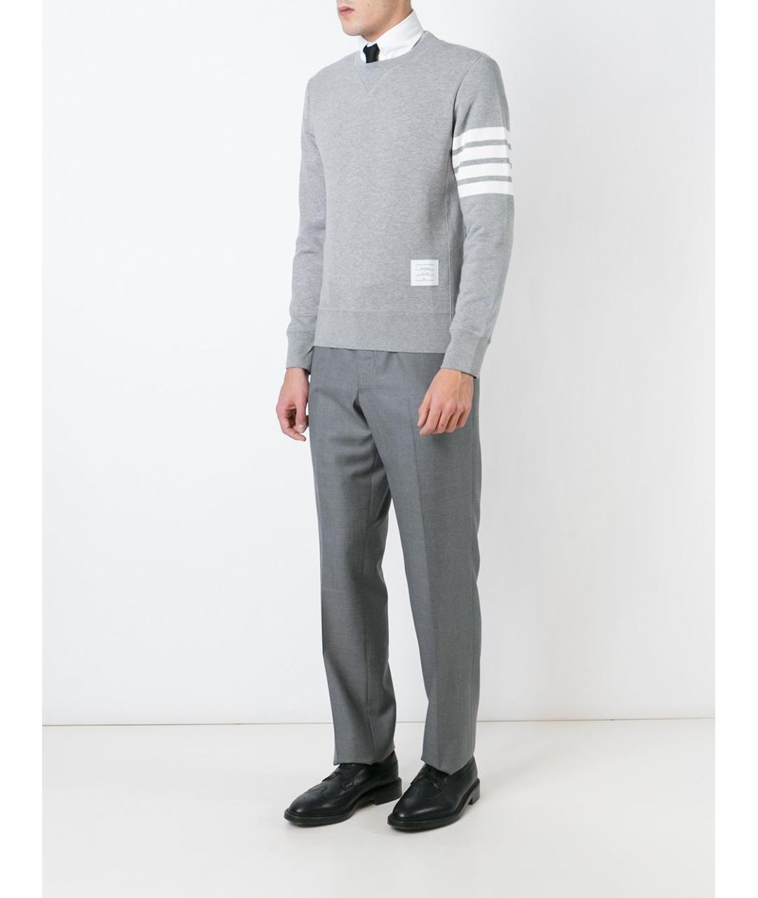 THOM BROWNE Серый хлопковый джемпер / свитер, фото 2