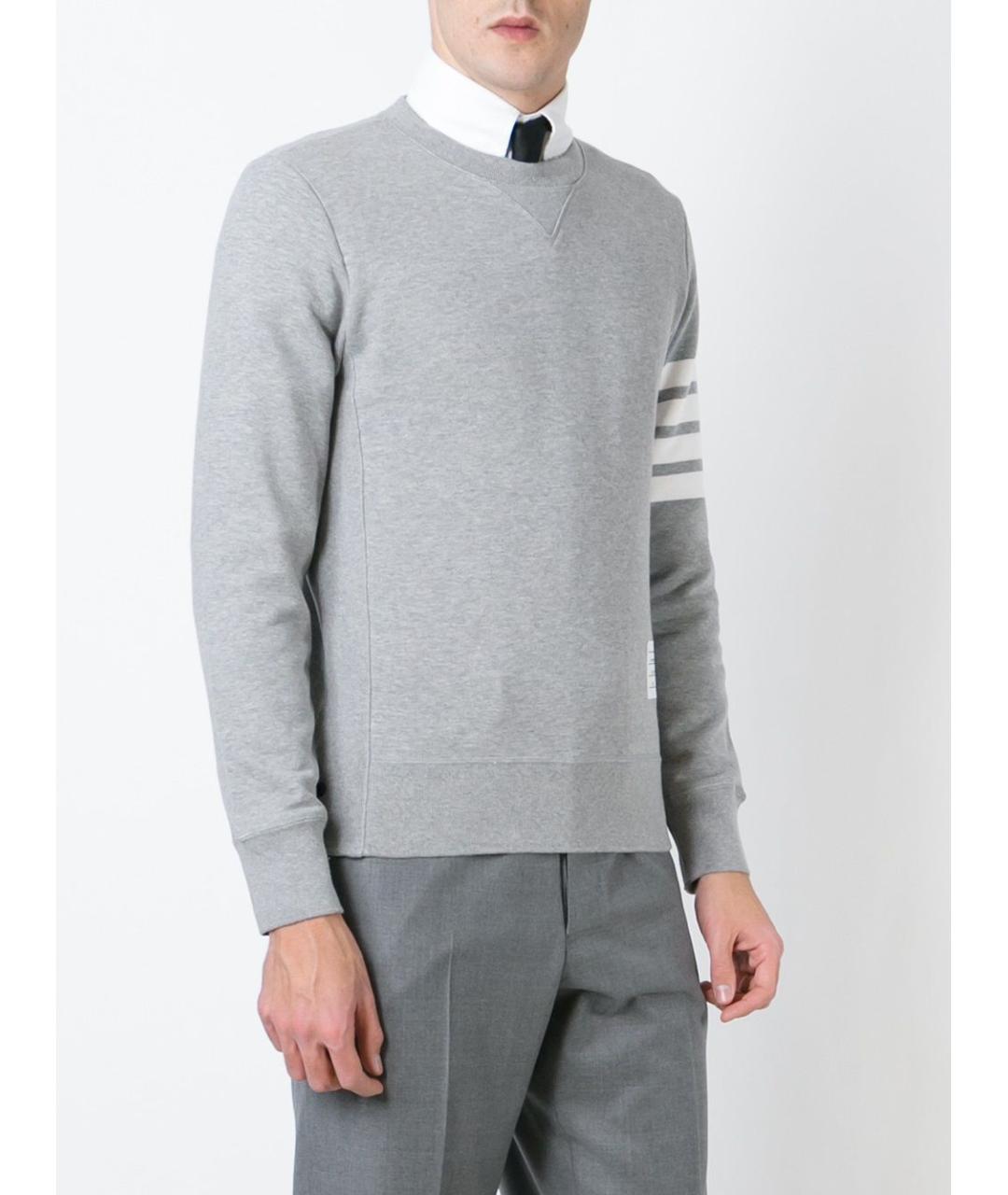 THOM BROWNE Серый хлопковый джемпер / свитер, фото 3