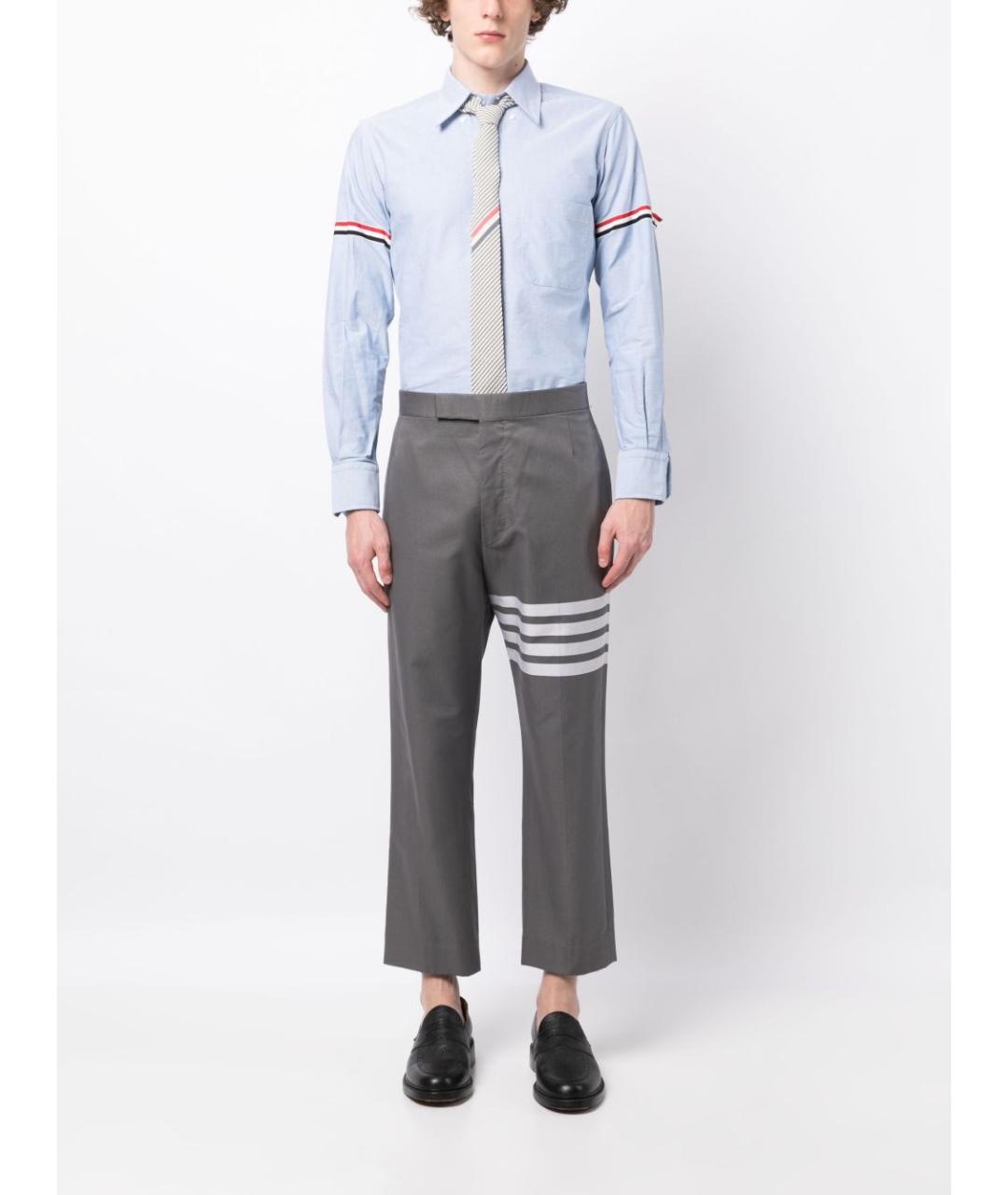 THOM BROWNE Голубая хлопковая кэжуал рубашка, фото 5