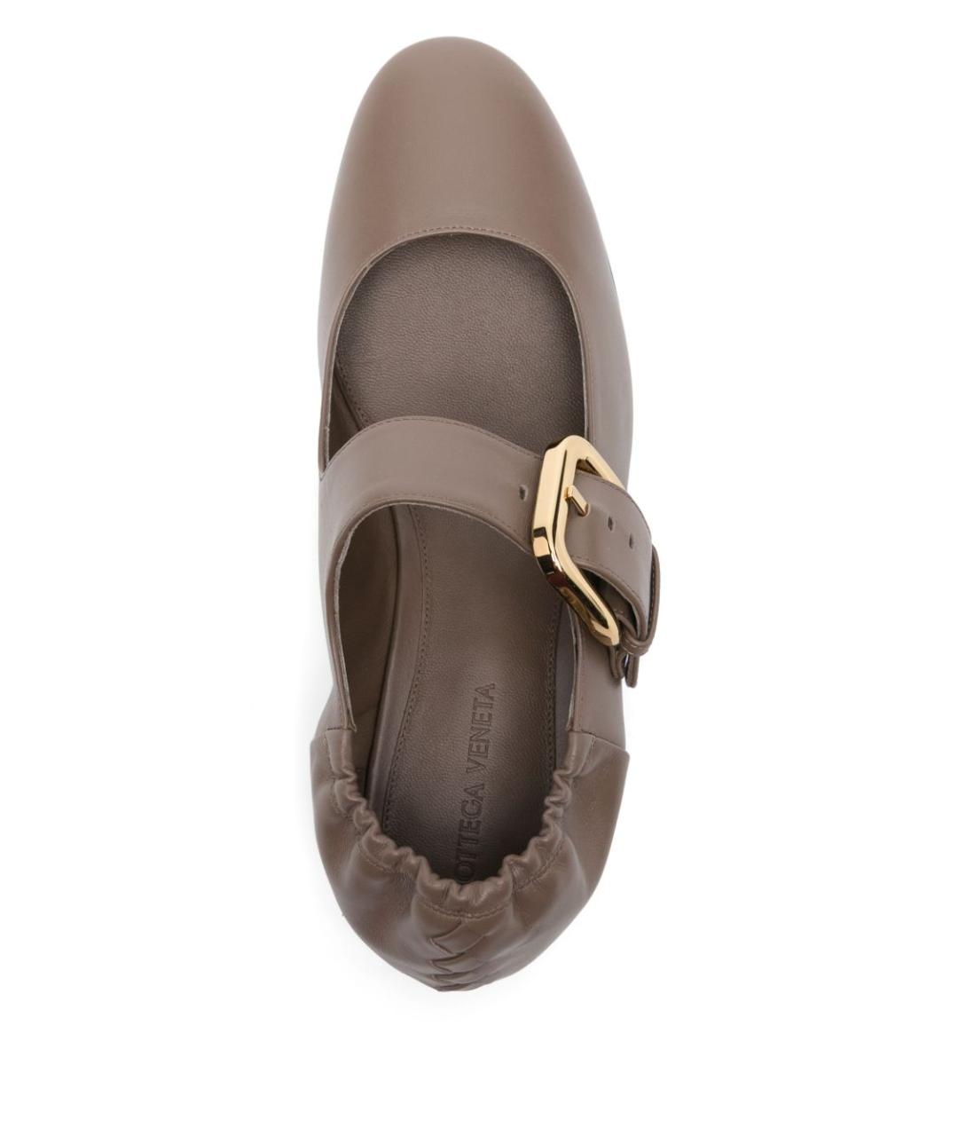 BOTTEGA VENETA Коричневые кожаные балетки, фото 4