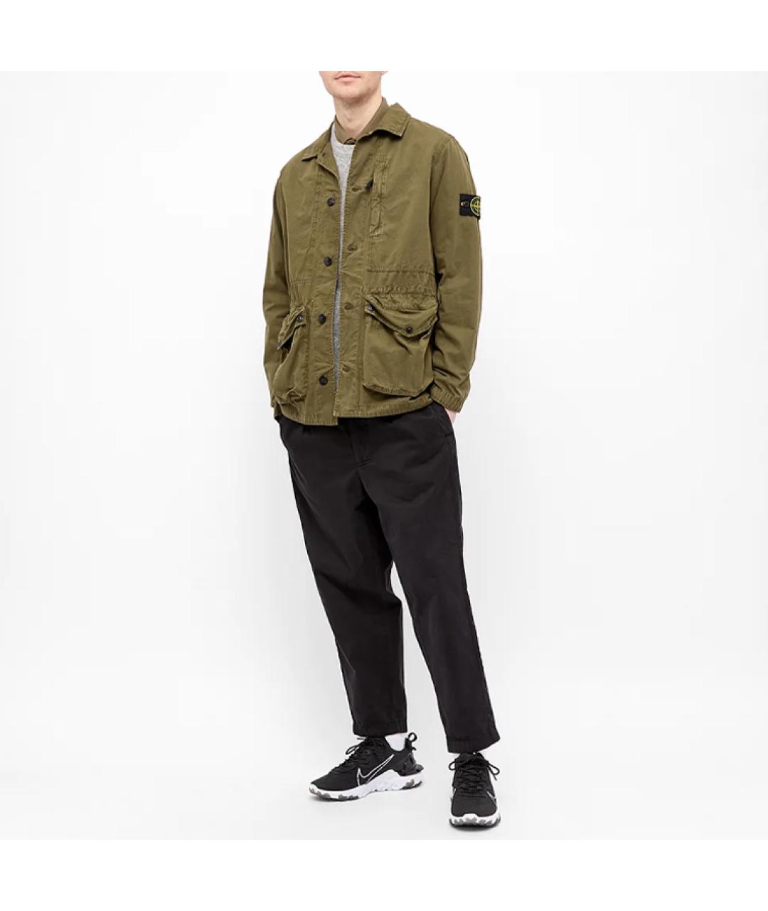 STONE ISLAND Зеленая хлопковая куртка, фото 2