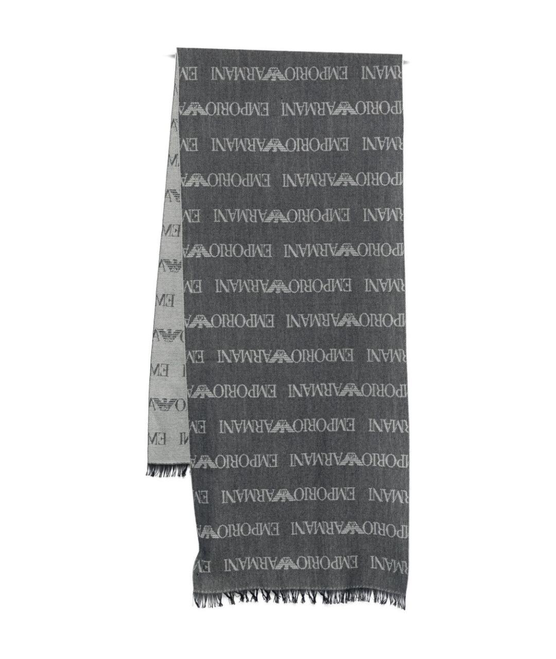 EMPORIO ARMANI Серый шерстяной шарф, фото 1
